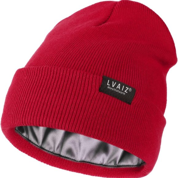 Accessories - Satin Lined Winter Beanie Hats for Women Knitted Watch Hat with Silk Lining Unis